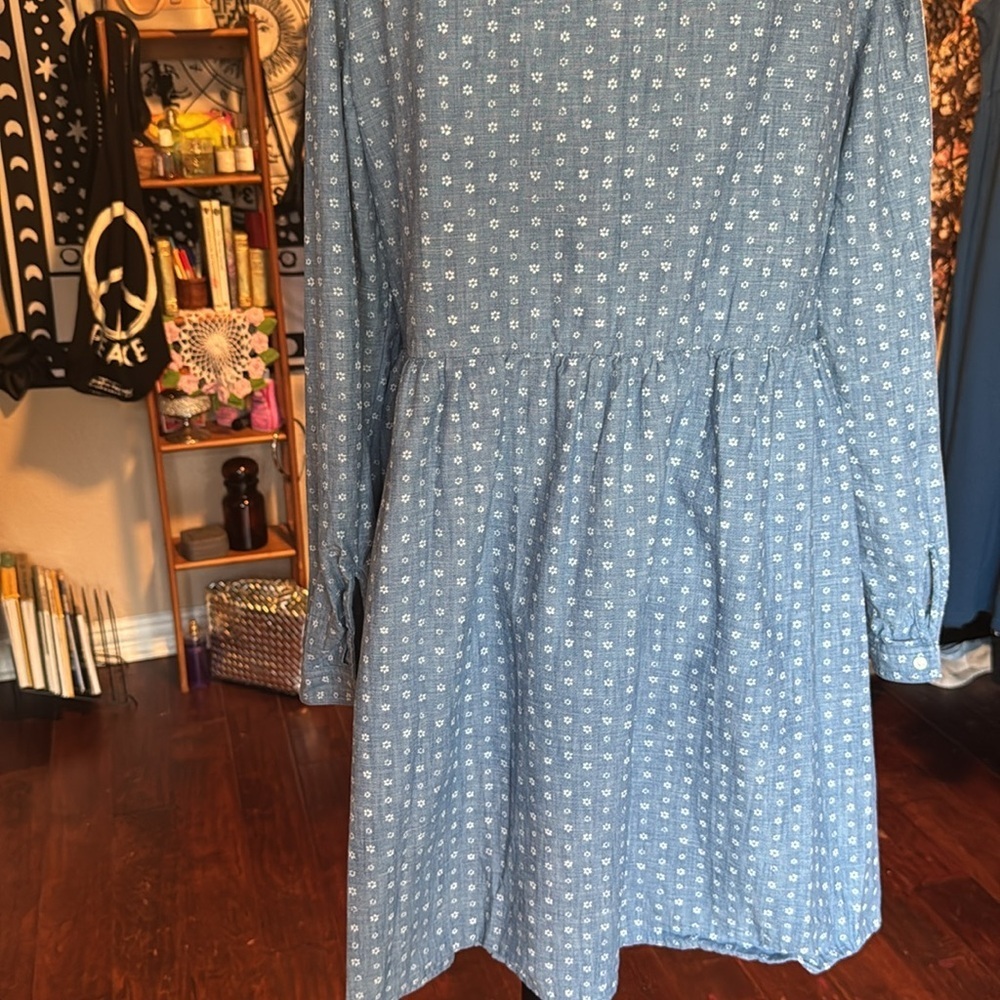 J. Crew Light Blue Polka Dot Button-Front Mini Dress - Picture 10 of 14